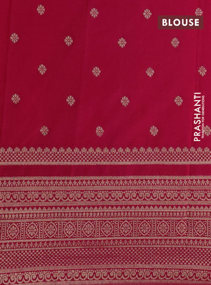 Banarasi semi crepe saree yellow and pink with allover zari woven butta weaves and long zari woven border