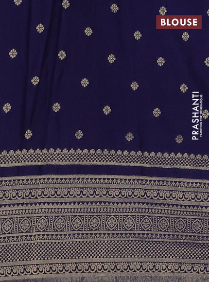 Banarasi semi crepe saree teal green and navy blue with allover zari woven butta weaves and long zari woven border