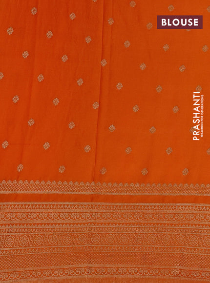 Banarasi semi crepe saree wine shade and orange with allover zari woven butta weaves and long zari woven border