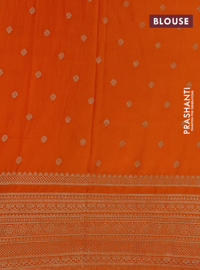 Banarasi semi crepe saree wine shade and orange with allover zari woven butta weaves and long zari woven border