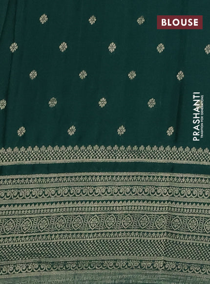 Banarasi semi crepe saree wine shade and bottle green with allover zari woven butta weaves and long zari woven border