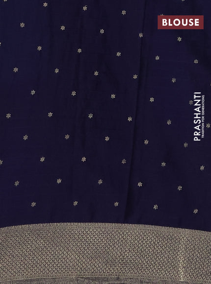 Banarasi semi crepe saree pastel blue and navy blue with allover zari checked pattern and long zari woven border