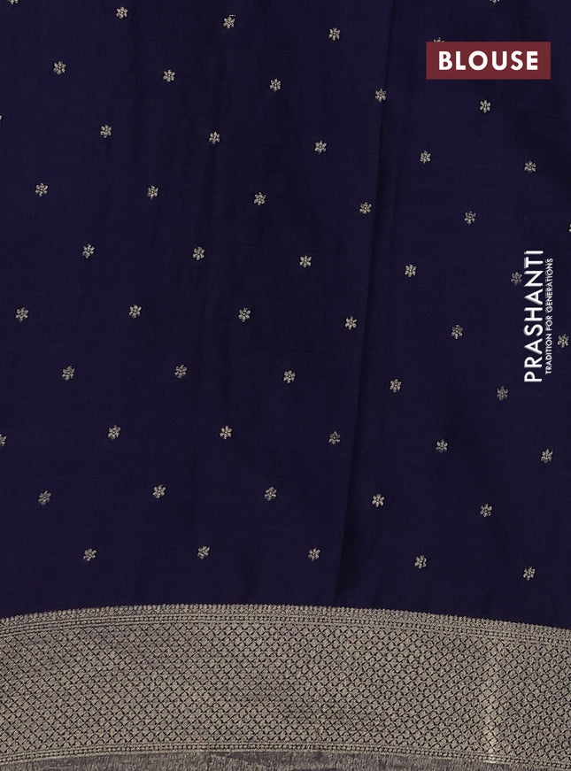 Banarasi semi crepe saree pastel blue and navy blue with allover zari checked pattern and long zari woven border