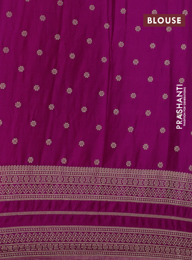 Banarasi semi crepe saree cs blue and purple with allover zari weaves and zari woven border
