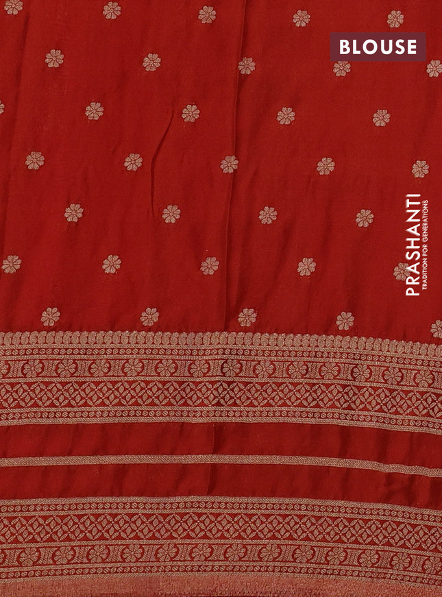 Banarasi semi crepe saree purple and orange with allover zari weaves and zari woven border