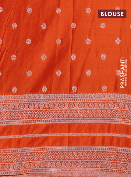 Banarasi semi crepe saree maroon and orange with allover zari weaves and zari woven border
