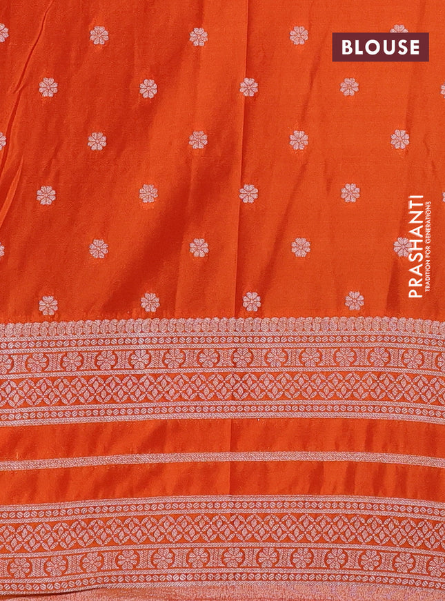 Banarasi semi crepe saree maroon and orange with allover zari weaves and zari woven border