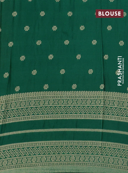Banarasi semi crepe saree red and green with allover zari weaves and zari woven border