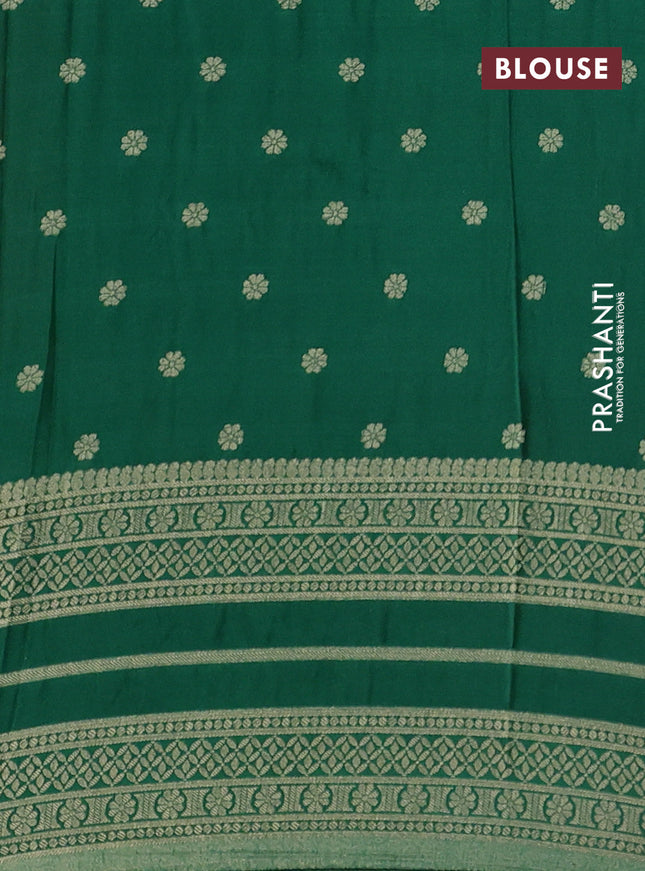 Banarasi semi crepe saree red and green with allover zari weaves and zari woven border