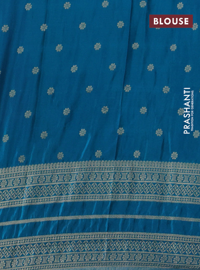 Banarasi semi crepe saree purple and teal blue with allover zari weaves and zari woven border