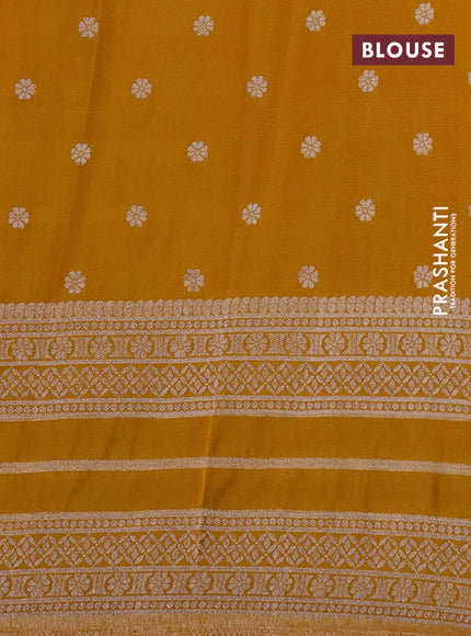 Banarasi semi crepe saree red and mustard yellow with allover zari weaves and zari woven border