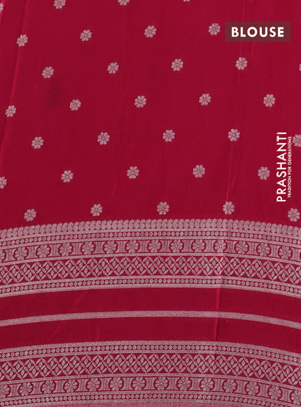 Banarasi semi crepe saree cs blue and pink with allover zari weaves and zari woven border