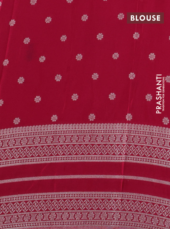 Banarasi semi crepe saree cs blue and pink with allover zari weaves and zari woven border