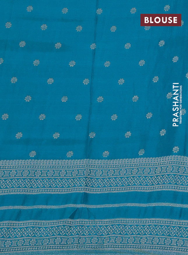 Banarasi semi crepe saree pink and teal blue with allover zari weaves and zari woven border
