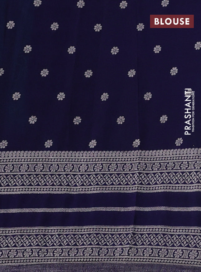 Banarasi semi crepe saree teal green and navy blue with allover zari weaves and zari woven border