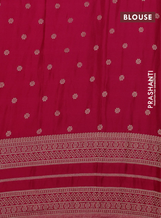 Banarasi semi crepe saree teal blue and pink with allover zari weaves and zari woven border