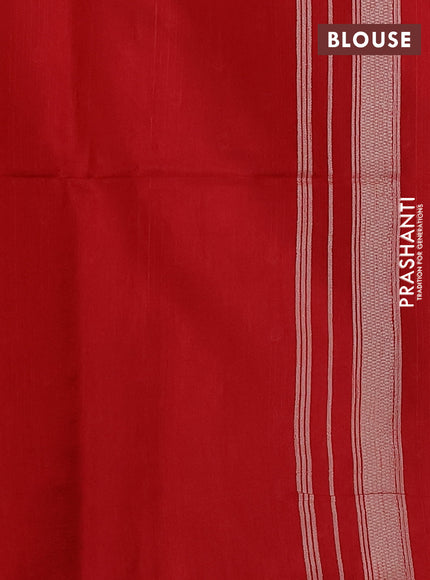 Semi tussar saree red with allover polka dot weaves and patola weaving pallu