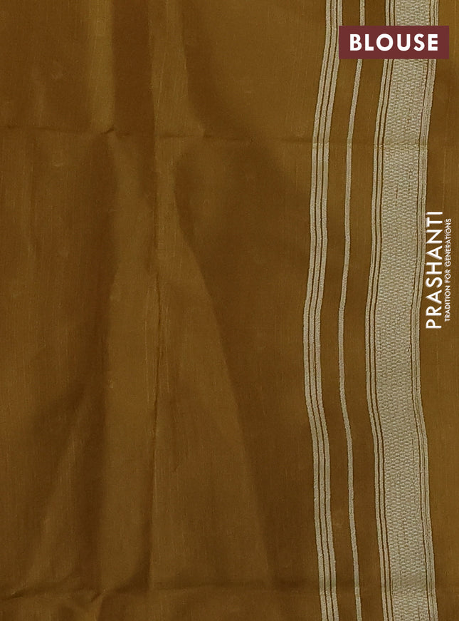 Semi tussar saree dark mustard with allover polka dot weaves and patola weaving pallu