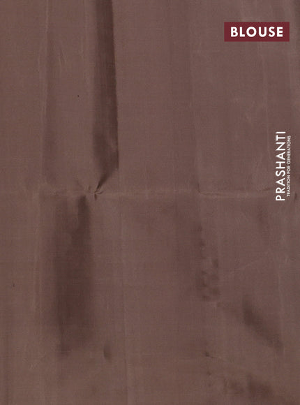 Pure soft silk saree cs blue and brown with allover zari woven geometric weaves and silver zari woven border