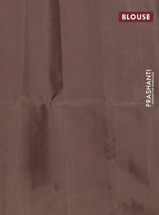 Pure soft silk saree cs blue and brown with allover zari woven geometric weaves and silver zari woven border