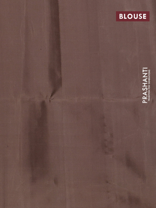 Pure soft silk saree cs blue and brown with allover zari woven geometric weaves and silver zari woven border