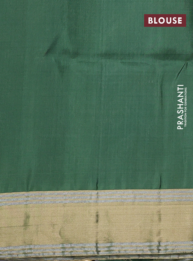 Pure soft silk saree green with allover zari weaves and zari woven simple border