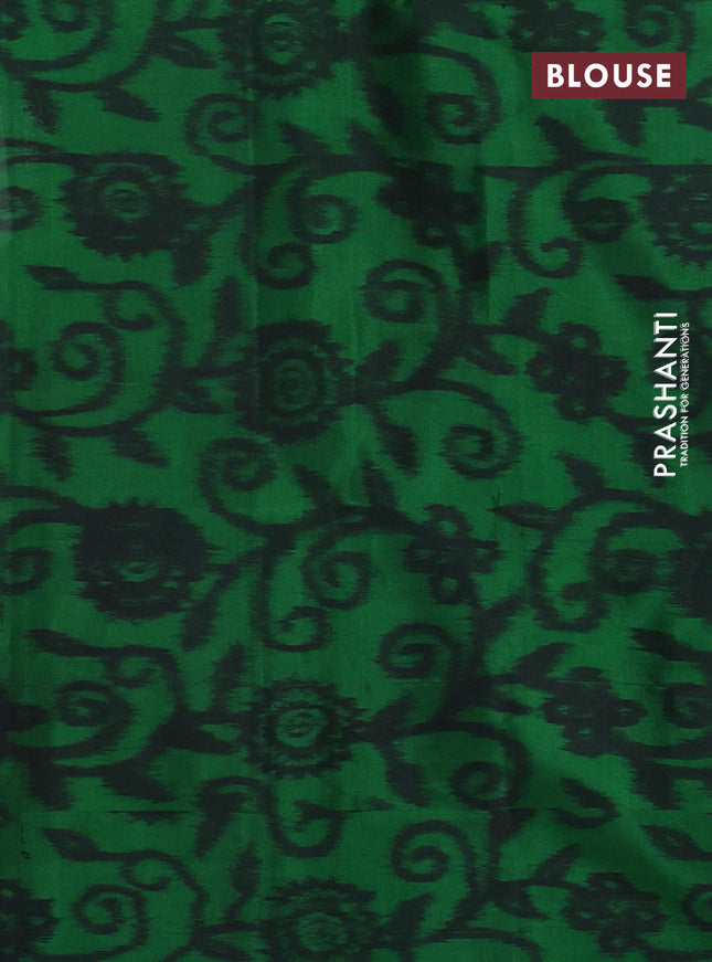 Pure soft silk saree pink and green with allover zari woven buttas and ikat syle border