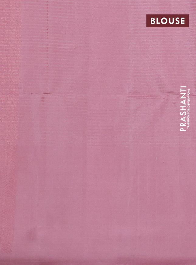 Pure soft silk saree pastel peach with thread & zari woven buttas and woven border