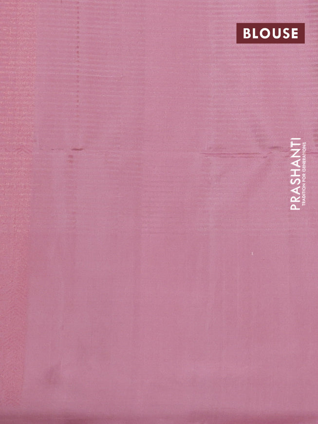 Pure soft silk saree pastel peach with thread & zari woven buttas and woven border