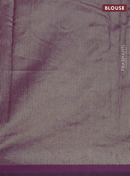 Semi soft silk saree purple with allover silver & gold geometric weaves in borderless style