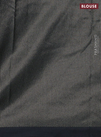 Semi soft silk saree black with allover silver & gold geometric weaves in borderless style