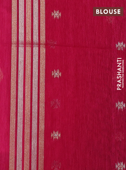 Jute linen saree pink with zari woven buttas and leaf zari woven border