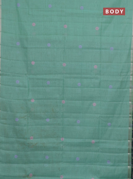 Semi jute silk saree teal green and peacock green with thread & zari woven buttas and thread woven pallu
