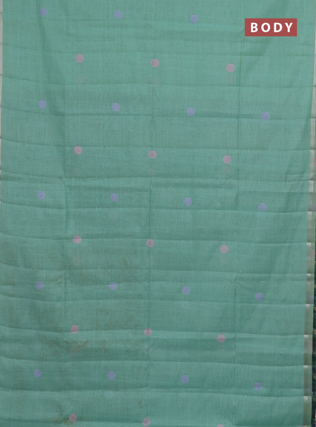 Semi jute silk saree teal green and peacock green with thread & zari woven buttas and thread woven pallu
