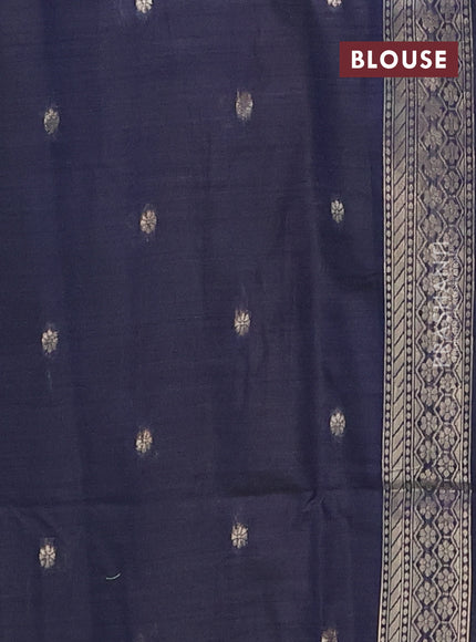 Semi jute silk saree lavender and navy blue with thread & zari woven buttas and thread woven pallu