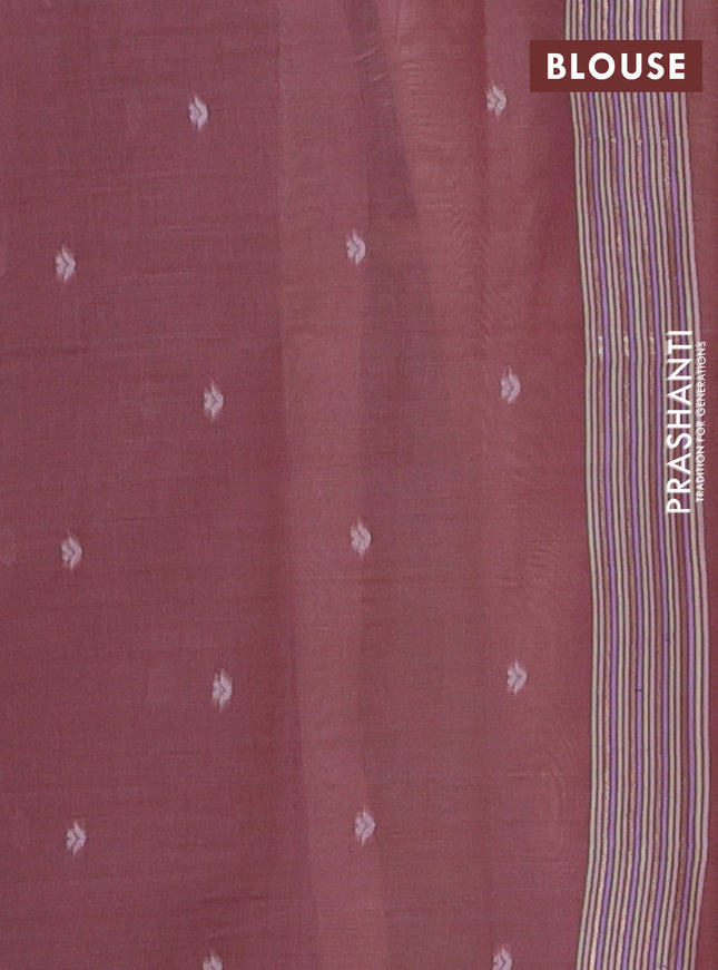 Semi jute silk saree brown shade and pastel maroon with thread woven buttas and floral design weaving pallu
