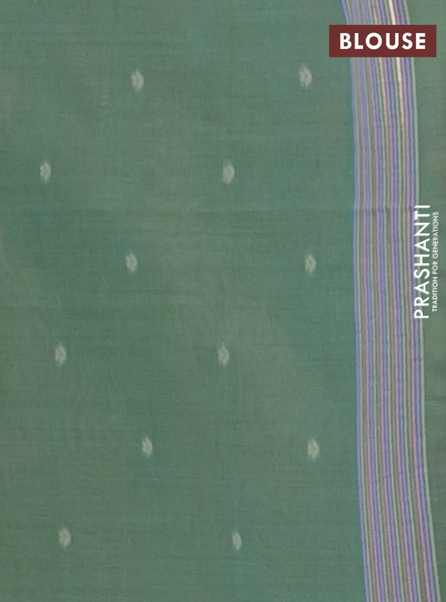 Semi jute silk saree pista green and green with thread woven buttas and floral design weaving pallu