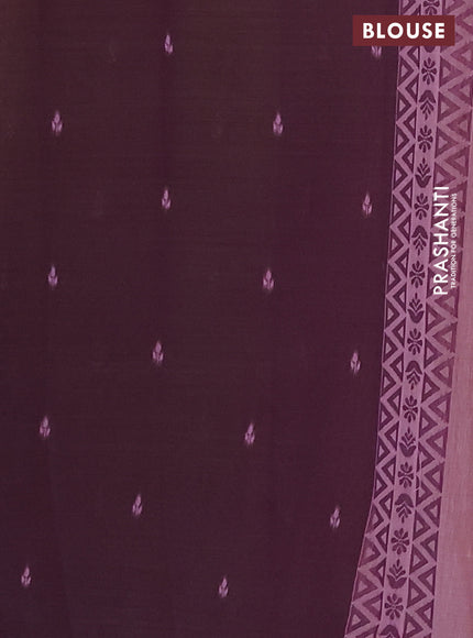 Semi jute silk saree pastel pink and wine shade with thread woven buttas and thread woven pallu