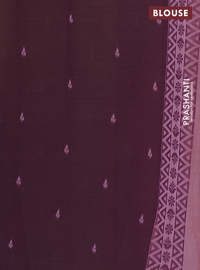 Semi jute silk saree pastel pink and wine shade with thread woven buttas and thread woven pallu