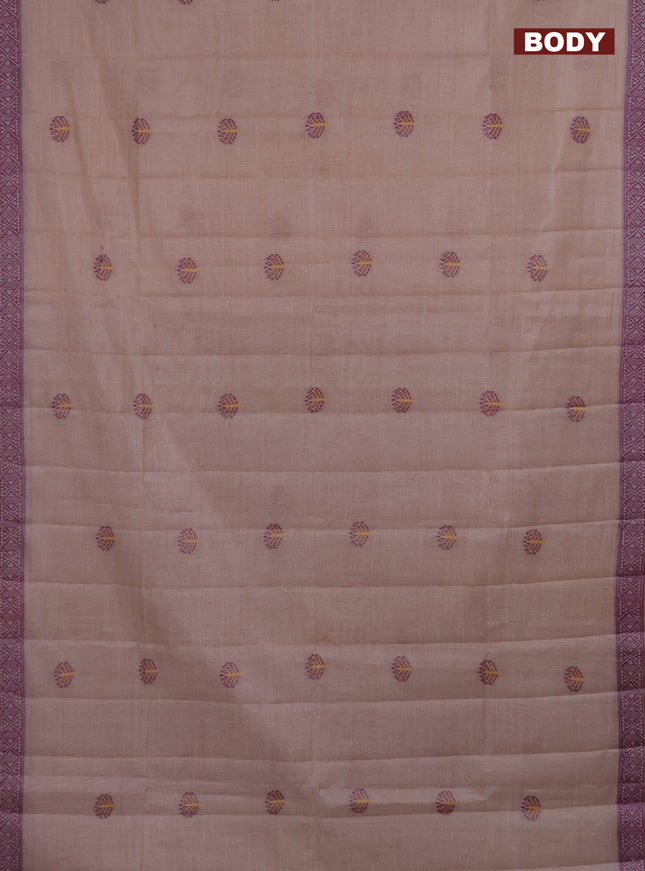 Semi jute silk saree brown shade and wine shade with thread woven buttas and thread woven pallu