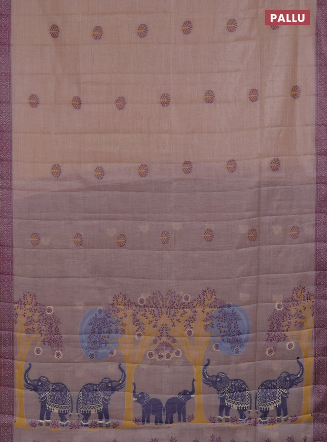 Semi jute silk saree brown shade and wine shade with thread woven buttas and thread woven pallu