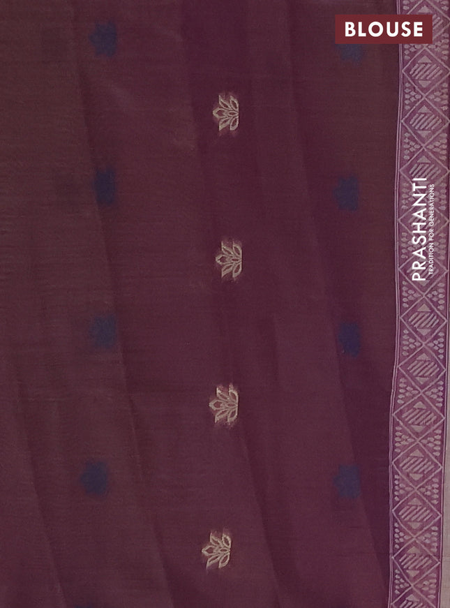 Semi jute silk saree brown shade and wine shade with thread woven buttas and thread woven pallu