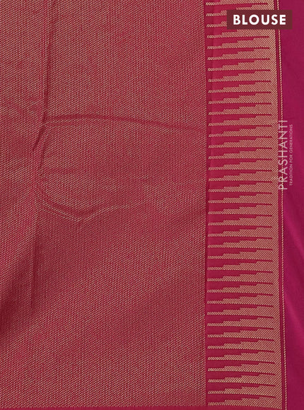 Semi soft silk saree pink with allover silver & gold geometric weaves in borderless style