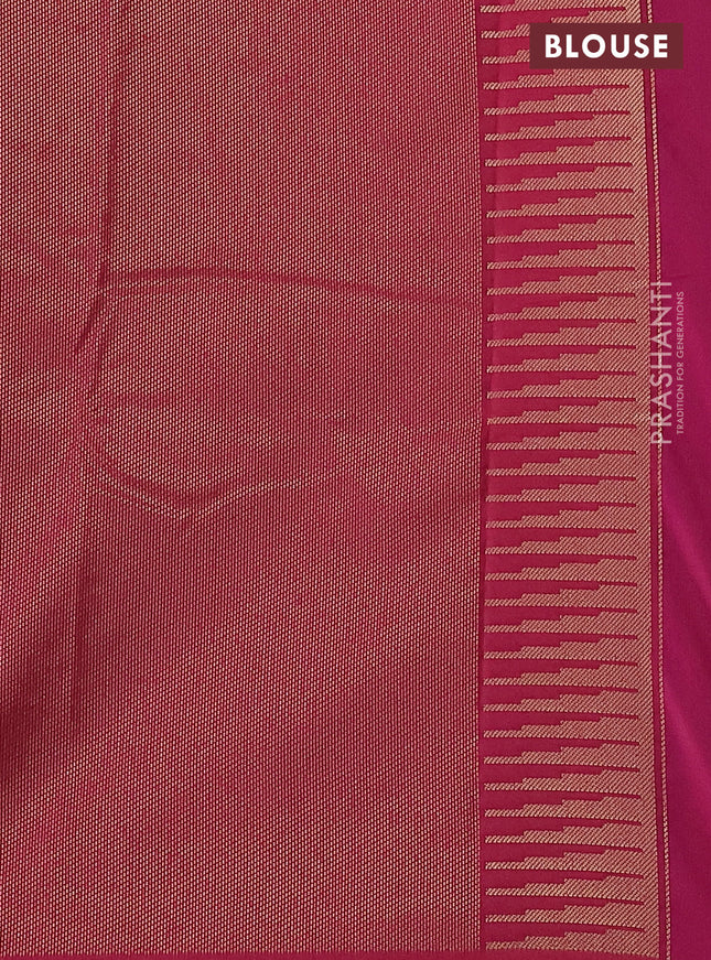 Semi soft silk saree pink with allover silver & gold geometric weaves in borderless style