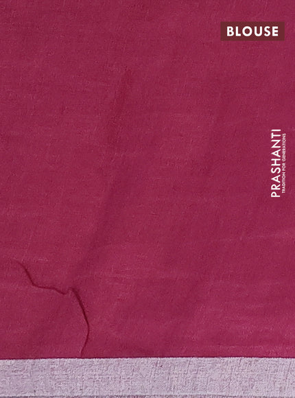 Pure linen saree red and dark pink with plain body and silver zari woven border