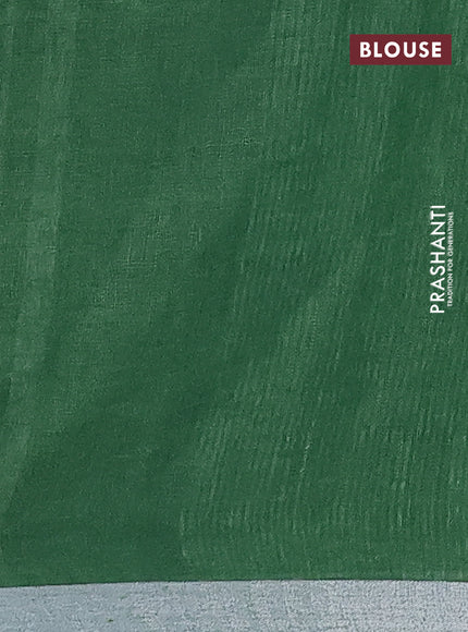 Pure linen saree bluish grey and green with plain body and silver zari woven border