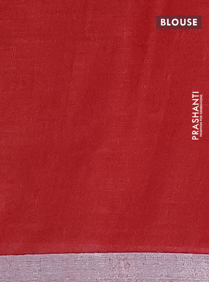Pure linen saree rust shade and maroon with plain body and silver zari woven border