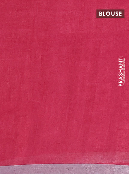 Pure linen saree pink shade with plain body and silver zari woven border