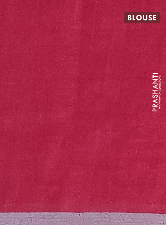 Pure linen saree maroon with plain body and silver zari woven border