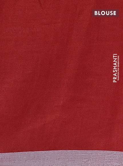 Pure linen saree peacock blue and maroon with plain body and silver zari woven border